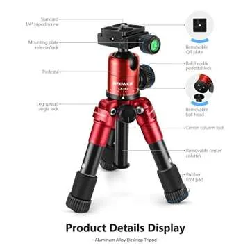 NEEWER Compact Mini Tripod for Camera - 19.7" Adjustable Height