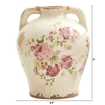 8in. Tuscan Ceramic Floral Print Vase
