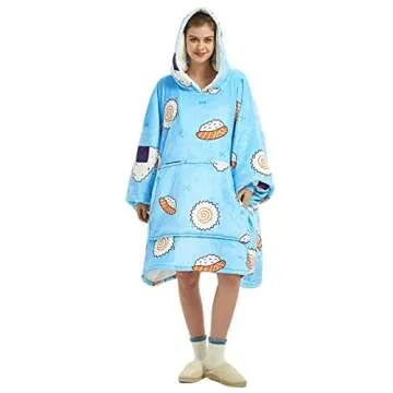 Wearable Blanket Sweatshirt for Women and Men, Super Warm and Cozy Big Blanket Hoodie, Thick Flannel Blanket with Sleeves & Giant Pocket, Sushi