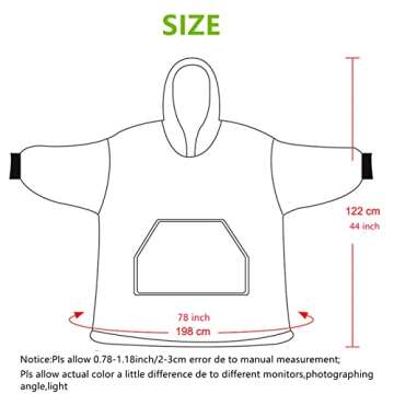 Wearable Blanket Sweatshirt for Women and Men, Super Warm and Cozy Big Blanket Hoodie, Thick Flannel Blanket with Sleeves & Giant Pocket, Sushi