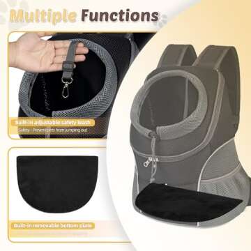 WOYYHO Pet Dog Carrier Backpack, Small Dog Front Backpack Ventilated Dog Carrier Back Pack with Storage Pockets, Adjustable Straps & Safety Belt for Travel Hiking Outdoor (Size L: 10-14 lbs, Black)