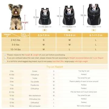 WOYYHO Pet Dog Carrier Backpack, Small Dog Front Backpack Ventilated Dog Carrier Back Pack with Storage Pockets, Adjustable Straps & Safety Belt for Travel Hiking Outdoor (Size L: 10-14 lbs, Black)