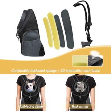 WOYYHO Pet Dog Carrier Backpack, Small Dog Front Backpack Ventilated Dog Carrier Back Pack with Storage Pockets, Adjustable Straps & Safety Belt for Travel Hiking Outdoor (Size L: 10-14 lbs, Black)