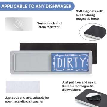 Dirty Clean Dishwasher Magnet,Dishwasher Sign Clean Dirty Sign Magnet for Dish Bin That Says Clean or Dirty Dish Washer Refrigerator for Kitchen Organization and Storage Necessities