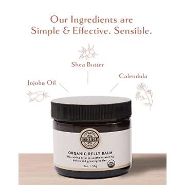 Sensible Organic Belly Balm | All-Natural Pregnancy Skincare with Shea Butter for Stretching Skin (2 oz)