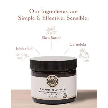 Sensible Organic Belly Balm | All-Natural Pregnancy Skincare with Shea Butter for Stretching Skin (2 oz)
