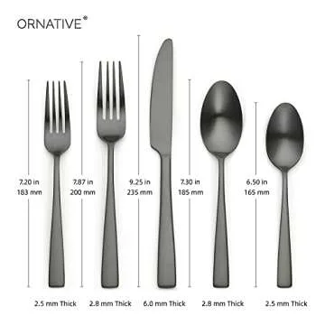 20 Piece Matte Black Silverware Set, Ornative Rena Flatware Service for 4, Includes Knives, Forks, Spoons, Food Grade Stainless Steel Utensil Set for Home Kitchen Restaurant, Dishwasher Safe