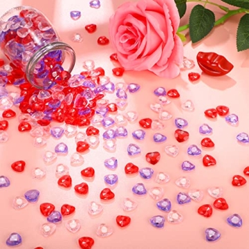 1000 Heart-Shaped Acrylic Rhinestones for Decorations