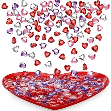1000 Heart-Shaped Acrylic Rhinestones for Decorations