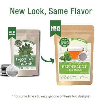 Eat Well Premium Foods Peppermint Tea Bags, 100 bags Bulk Size 6.7 oz, 100% Natural Peppermint Leave...