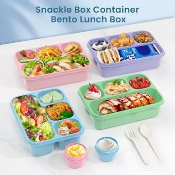 KHOXU 4-Compartment Bento Lunch Box Set for All