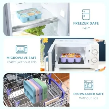 KHOXU 4-Compartment Bento Lunch Box Set for All