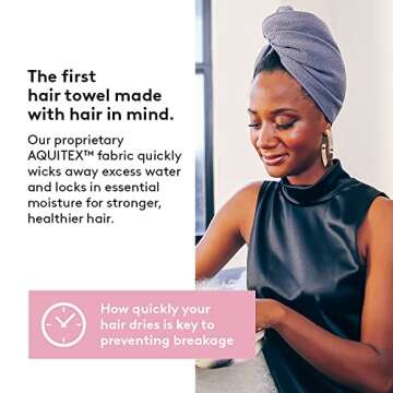 Aquis - Original Long Hair Towel, Ultra Absorbent & Fast Drying Microfiber Towel For Longer Hair, Dark Grey (19 x 44 Inches)