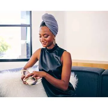 Aquis - Original Long Hair Towel, Ultra Absorbent & Fast Drying Microfiber Towel For Longer Hair, Dark Grey (19 x 44 Inches)