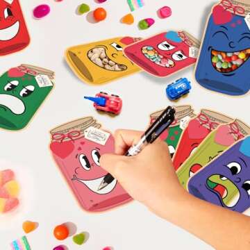 48 Pack Valentines Day Cards for Kids School, Valentines Day Gifts for Kids, Valentines Day Exchange Cards, Valentine Mason Jar Cards, Valentine Gifts for Boys Girls Toddler, Classroom Party Favors