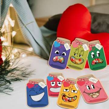 48 Pack Valentines Day Cards for Kids School, Valentines Day Gifts for Kids, Valentines Day Exchange Cards, Valentine Mason Jar Cards, Valentine Gifts for Boys Girls Toddler, Classroom Party Favors