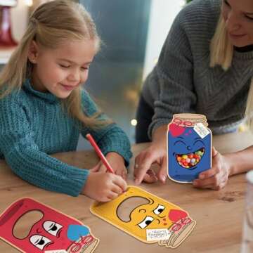 48 Pack Valentines Day Cards for Kids School, Valentines Day Gifts for Kids, Valentines Day Exchange Cards, Valentine Mason Jar Cards, Valentine Gifts for Boys Girls Toddler, Classroom Party Favors