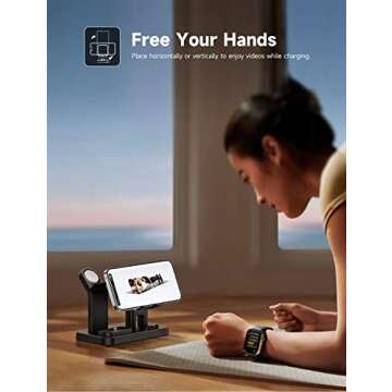 ZIYEVR 4 in 1 Charging Station for Multiple Devices Apple, 20W Self-Adjustable Charger for Apple Watch 8 SE 7 6 5 4 3 2 1, for AirPods Pro 2/Pro/3/2/1, for Phone/Samsung Charger Stand Dock-Black