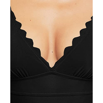 Stylish SOCIALA Scalloped One Piece Bathing Suit for Women