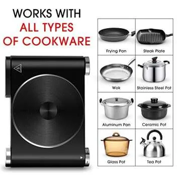 CUSIMAX Electric Burner Hot Plate for Cooking Cast Iron hot plates, Adjustable Temperature Control, Non-Slip Rubber Feet Stainless Steel Easy to Clean, Your Kitchen Assistant