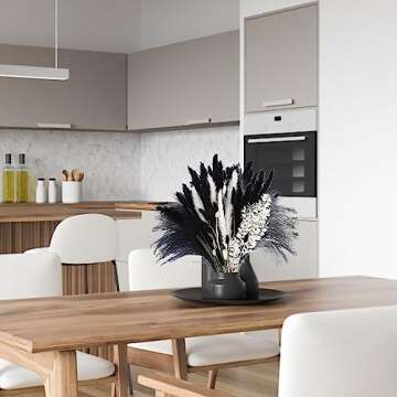 102PCS Black Pampas Grass Decor, Black Grey White Natural Dried Pampas Grass Bulk, Boho Home Decor Bouquet, Black and White Dried Flowers Decor, Halloween Wedding Floral Arrangements Vases Decor