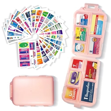 Pill Organizer with Medicine Labels 161 Labels Travel Daily Pill Container Mini Medication Organizer...