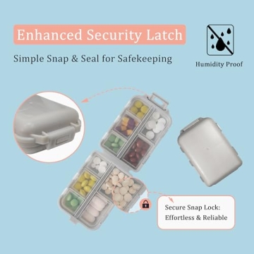 Pill Organizer with Fun Smiley Stickers for Travel Essentials