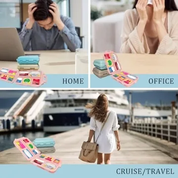 Pill Organizer with Fun Smiley Stickers for Travel Essentials