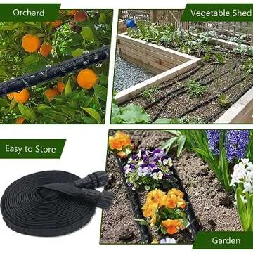 Flat Soaker Hose 50ft, Heavy Duty Double Layer Design, Drip Irrigation Hose Saves 80% Water, Leak Pr...