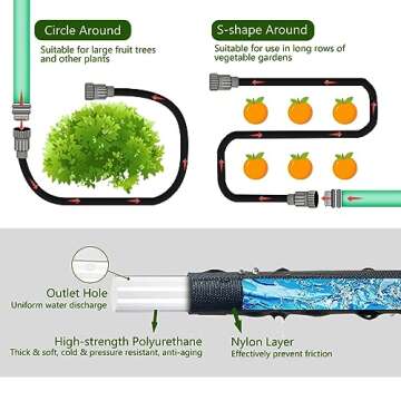 Flat Soaker Hose 50ft - Durable Garden Drip Irrigation