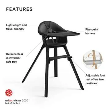 Stokke Clikk High Chair, Midnight - All-in-One High Chair with Tray + Harness - Light, Durable & Tra...