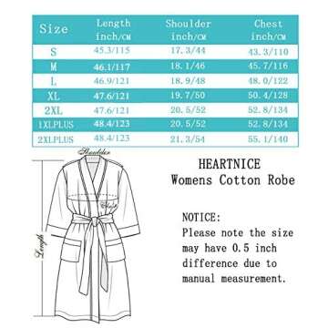 HEARTNICE Womens Cotton Robe, Soft Kimono Spa Knit Long Bathrobe Lightweight Loungewear(Grey mel.,L)