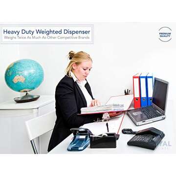 Royal Imports Desktop Tape Dispenser Adhesive Roll Holder (Fits 1" & 3" Core) Heavy Duty Premium for...