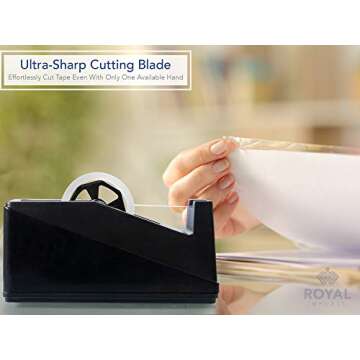 Royal Imports Desktop Tape Dispenser Adhesive Roll Holder (Fits 1" & 3" Core) Heavy Duty Premium for Office, Home, School, Library, Crafts, Moving, Giftwrapping with Weighted Nonskid Base, Black