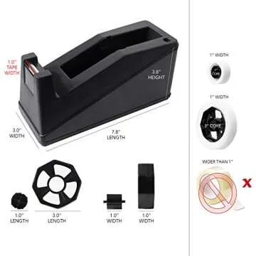 Royal Imports Desktop Tape Dispenser Adhesive Roll Holder (Fits 1" & 3" Core) Heavy Duty Premium for Office, Home, School, Library, Crafts, Moving, Giftwrapping with Weighted Nonskid Base, Black