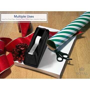 Royal Imports Desktop Tape Dispenser Adhesive Roll Holder (Fits 1" & 3" Core) Heavy Duty Premium for Office, Home, School, Library, Crafts, Moving, Giftwrapping with Weighted Nonskid Base, Black