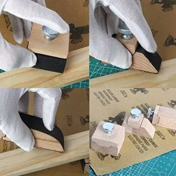 Boomcat Hand Sanding Block,Wooden Sandpaper Block,3pcs sander holder for wood,crafts.​Natural Hand...