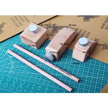 Boomcat Hand Sanding Block,Wooden Sandpaper Block,3pcs sander holder for wood,crafts.​Natural Handmade hook and loop block,woodworking tools,leather edge burnishing tool.Crafts tools