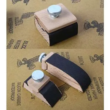 Boomcat Hand Sanding Block,Wooden Sandpaper Block,3pcs sander holder for wood,crafts.​Natural Handmade hook and loop block,woodworking tools,leather edge burnishing tool.Crafts tools