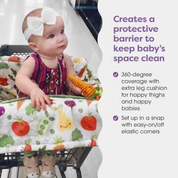 Boppy Shopping Cart Cover, Farmer’s Market Veggies - Comfort & Cleanliness for Babies 6mo+