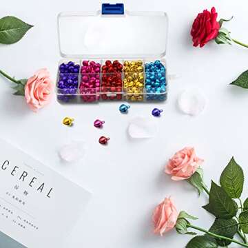 300 Pcs Jingle Bells,0.3 Inch Craft Bells Colored Christmas Jingle Bells Small Bell DIY Bells with S...