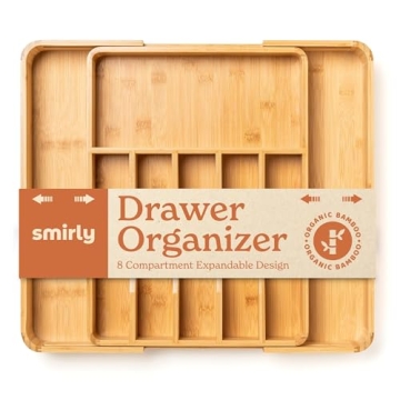 SMIRLY Bamboo Kitchen Drawer Organizer: Elegant & Functional Storage