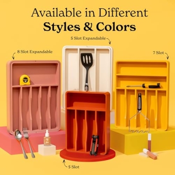 SMIRLY Bamboo Kitchen Drawer Organizer for Utensils & Silverware