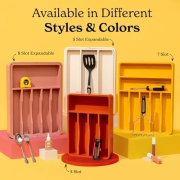 SMIRLY Bamboo Kitchen Drawer Organizer for Utensils & Silverware