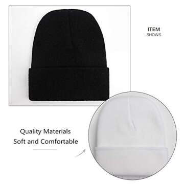 TYONMUJO Unisex Adult Knit Beanie for Men Women Warm Snug Hat Cap Beige