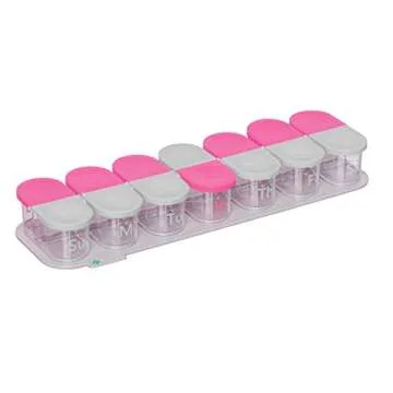 Sagely Smart XL Weekly Pill Organizer - 7 Day Pill Box 2 Times a Day with Free Reminder Alarm App (Large Enough to Fit Fish Oil, Cod Liver Oil, Vitamin D Supplements & Vitamins)(Pink/Gray)