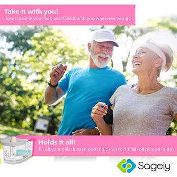 Sagely Smart XL Weekly Pill Organizer - 7 Day Pill Box 2 Times a Day with Free Reminder Alarm App (Large Enough to Fit Fish Oil, Cod Liver Oil, Vitamin D Supplements & Vitamins)(Pink/Gray)