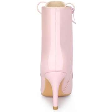 Allegra K Lace Up Patent Leather Ankle Boots for Women