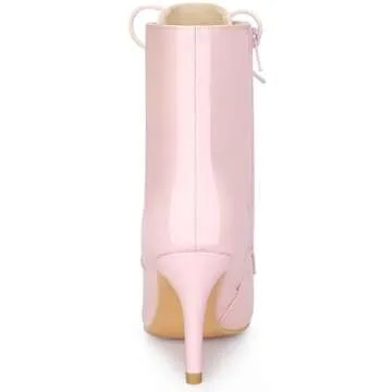 Allegra K Lace Up Patent Leather Ankle Boots for Women