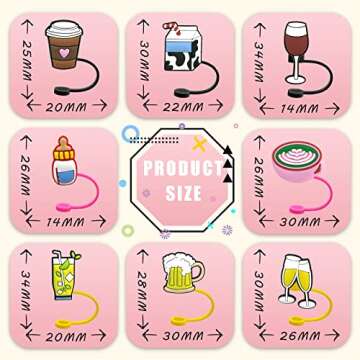 Straw Cover Kid Reusable Drinking Straw Lids Stanley Cup Straw Accessories Splash Straw Protector Portable Straw Toppers Dust Straw Caps Decoration (9Pcs) (GJT05)